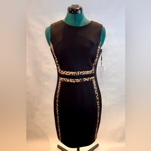 Calvin Klein Black and Leopard Midi Dress